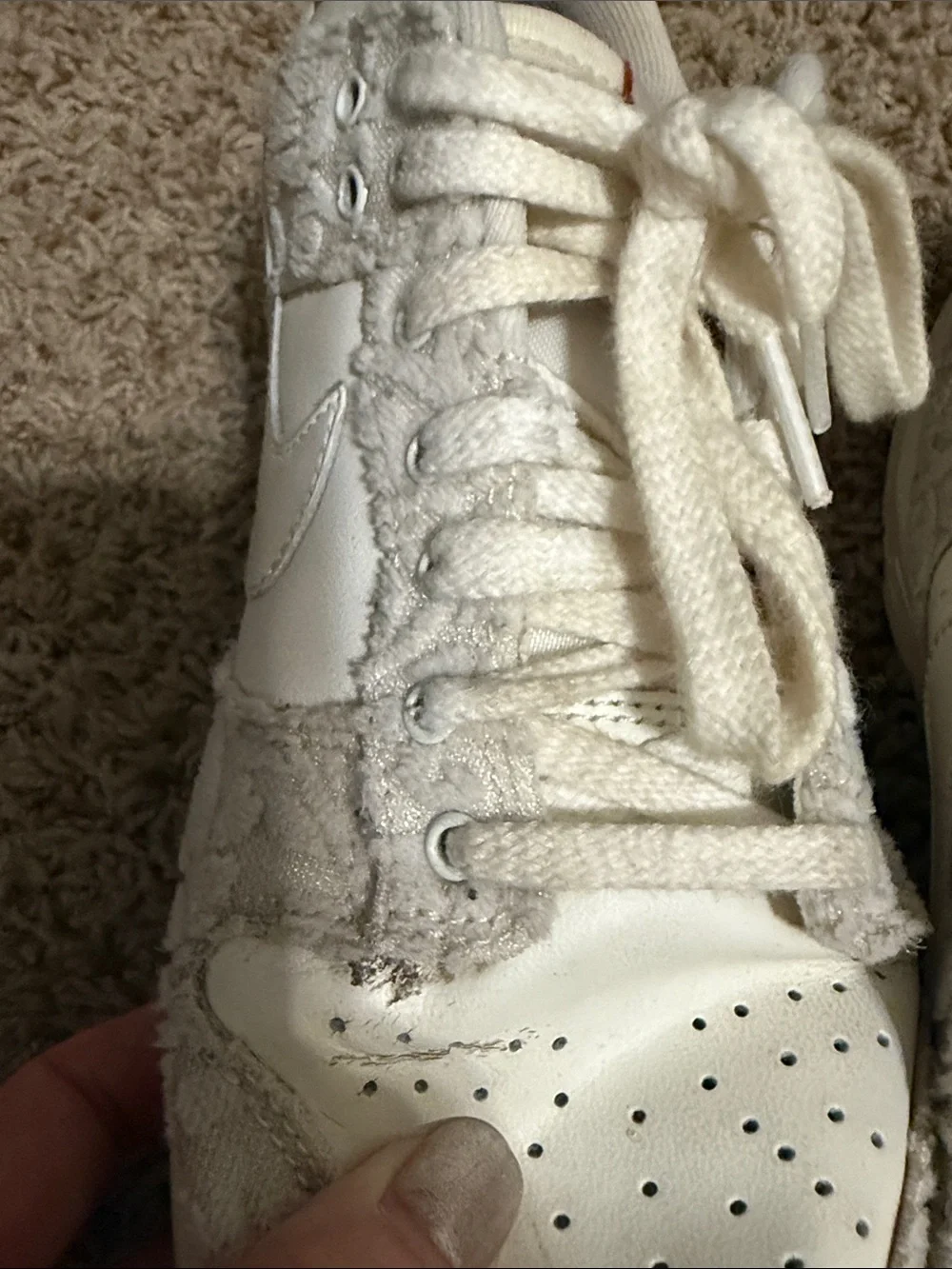 Nike Kids White Low-Top Sneakers with Lace Overlay